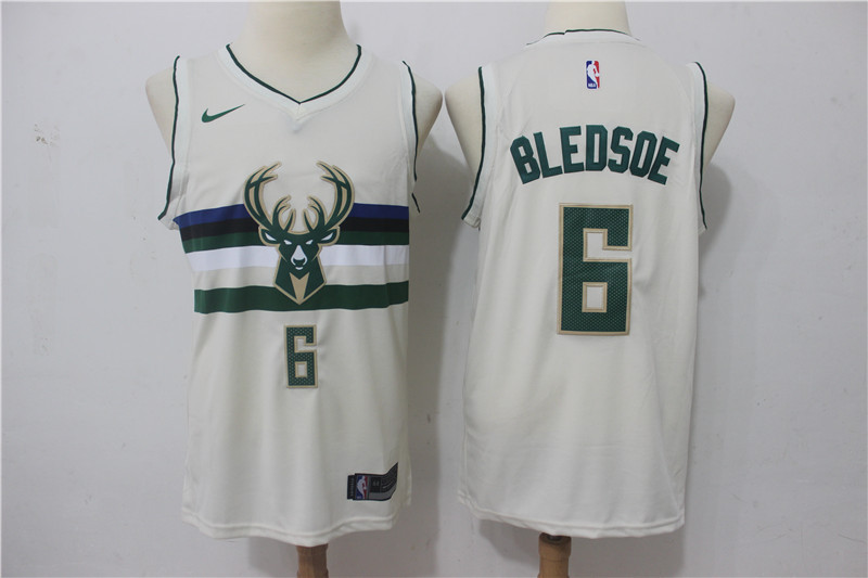 Men Milwaukee Bucks #6 Bledsoe Gream Game Nike NBA Jerseys